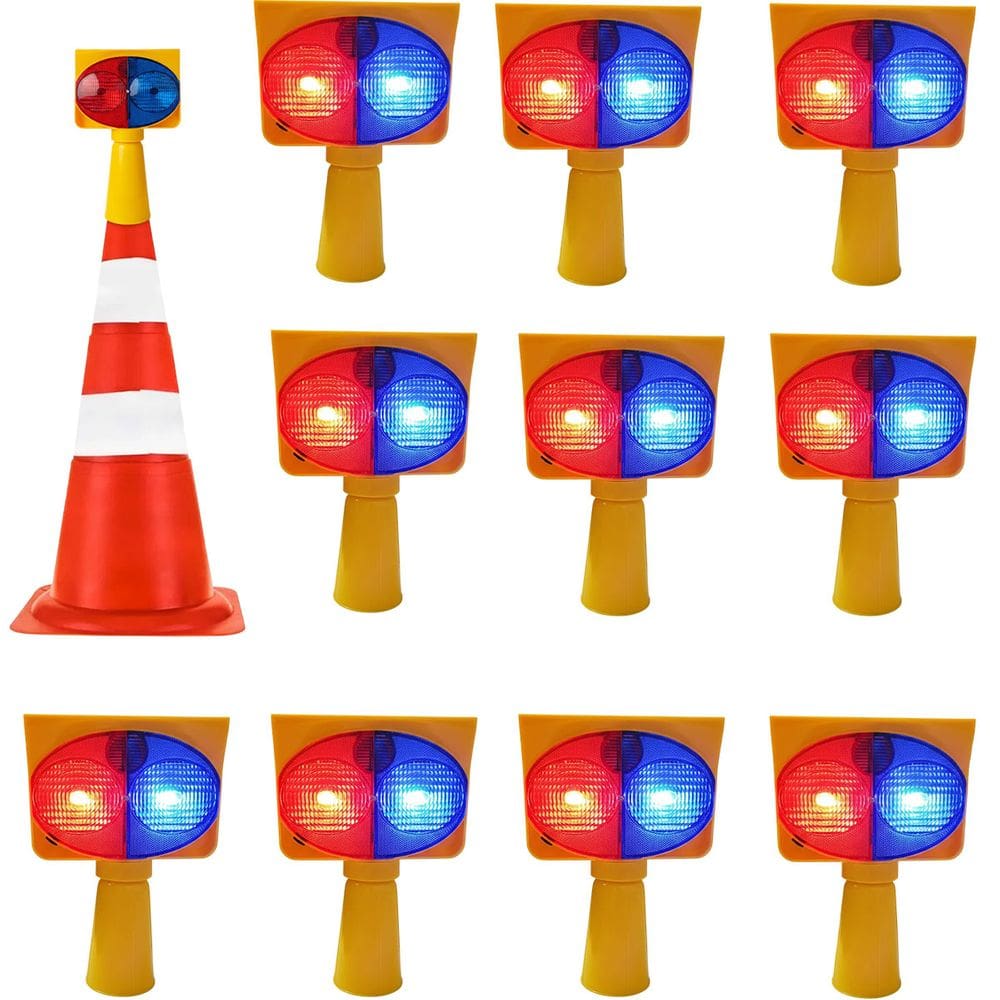 Sinalizador Solar Kit 10 Duas Cores Cone Estrada Pisca Alerta Transito Iluminaçao Acidente