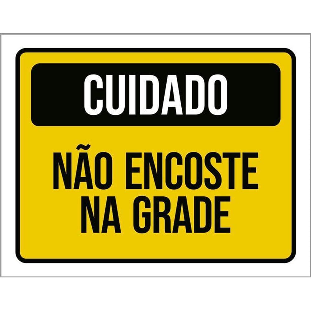 Kit 5 Placa Acm Cuidado Não Encoste Na Grade 18X23