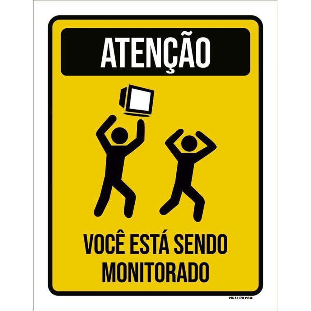 Kit 5 Placa Acm Você Está Sendo Monitorado 18X23