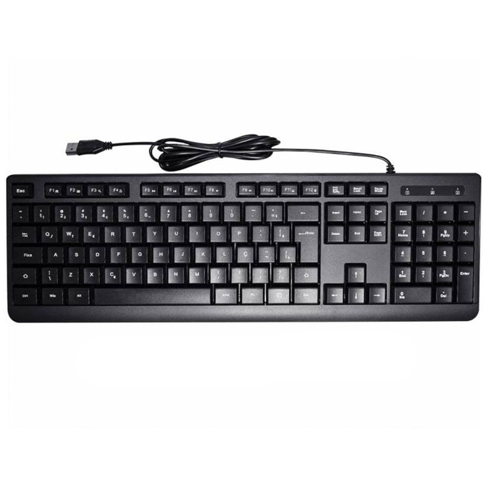 Teclado Multimidia K-mex Km-d128, Layout Abnt2, Cabo Usb, Preto - Kmd128u0019cb0x