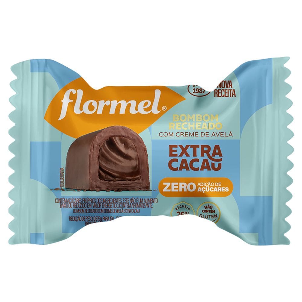 Bombom Flormel Recheado com Creme de Avelã Extra Cacau 12g