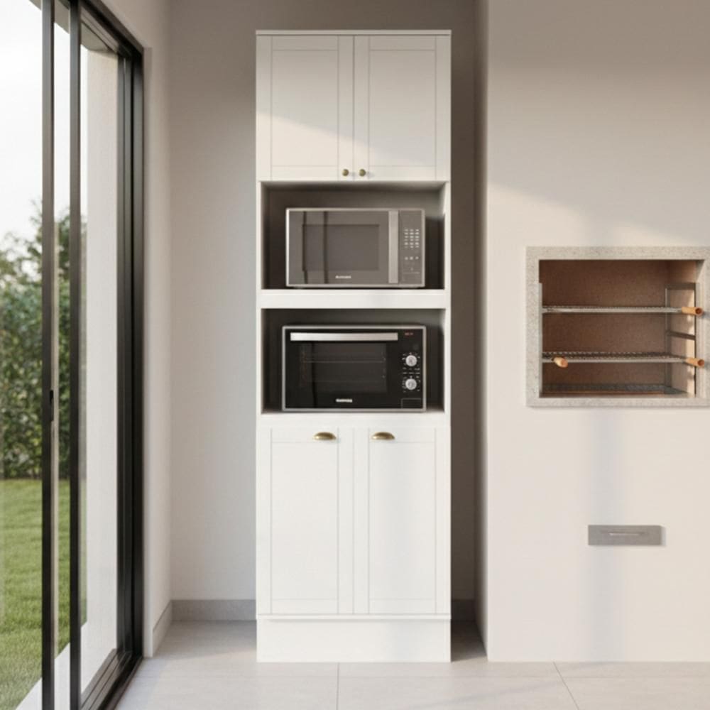 Torre Quente Milla 2 fornos Branco MDF Carraro Área Gourmet