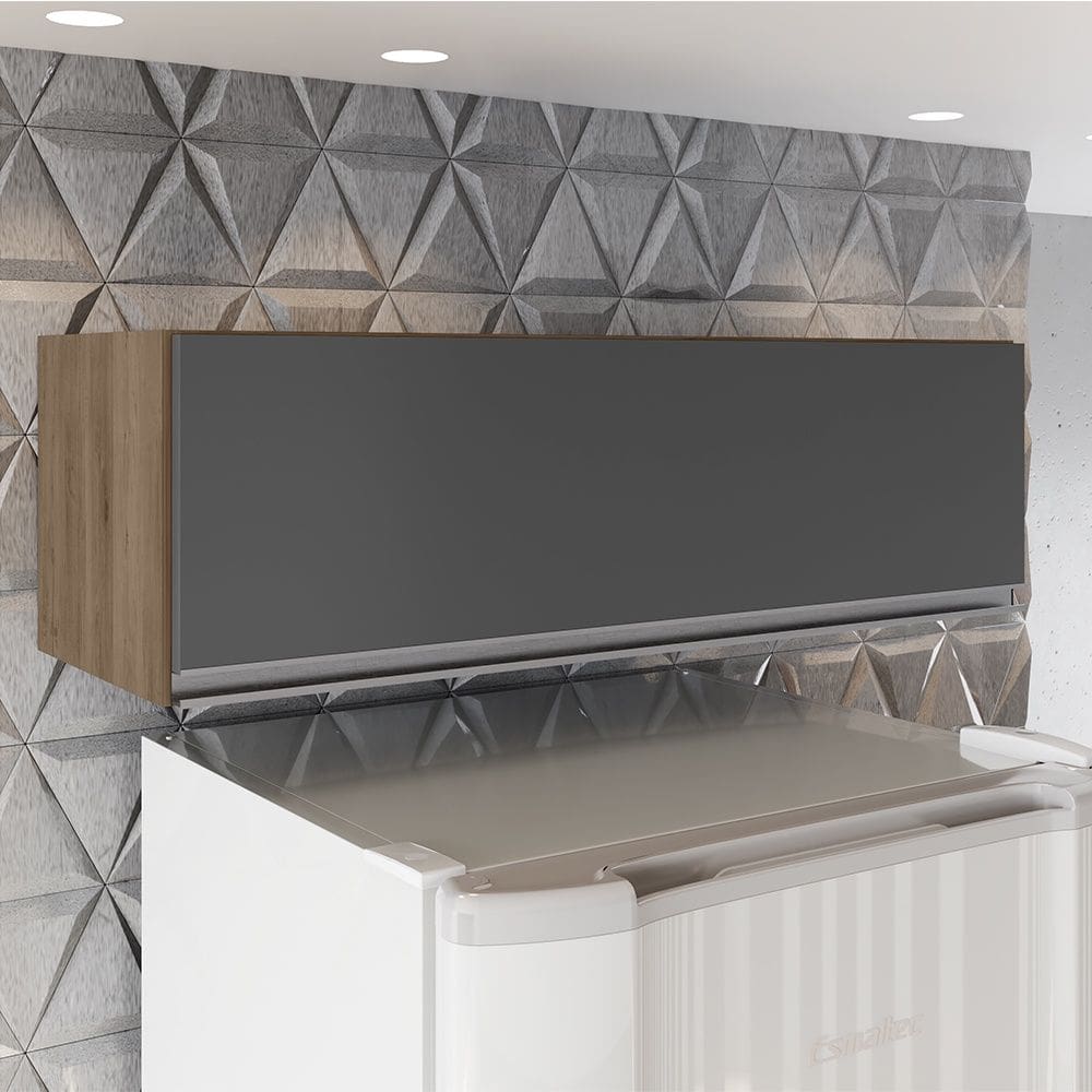 Armário Aéreo Geladeira Fiorella 1 Porta Basculante Freijó Grafite Maderatto Móveis