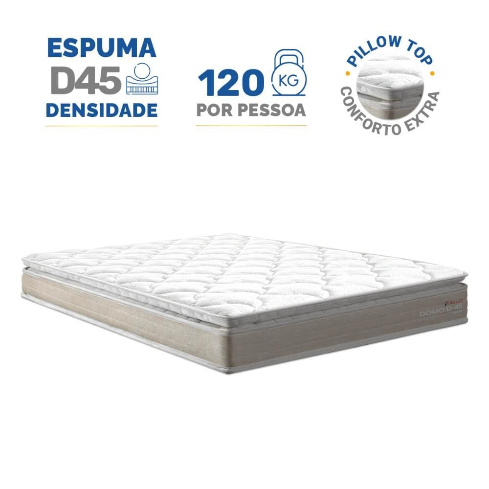 Colchão de Espuma D45 Pillow Top Ortopédico Domo Queen