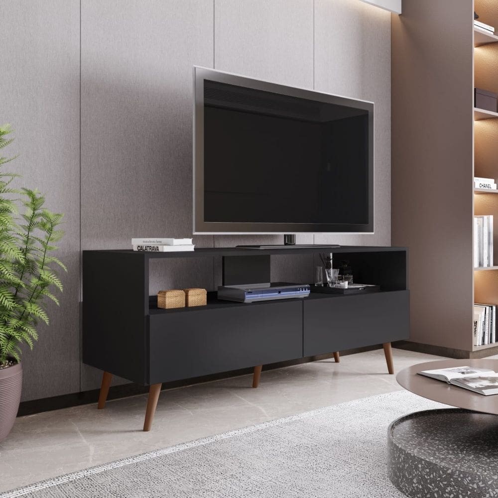 Rack Bancada para TV de até 55 Polegadas Sienna Preto Maderatto Móveis