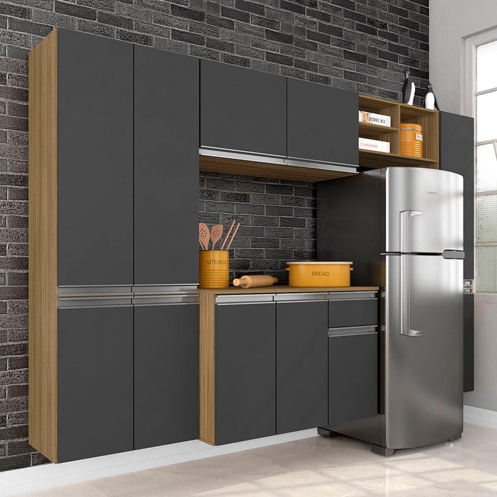 Armário De Cozinha 5 Peças Liris Boreal/grafite - Móveis Arapongas