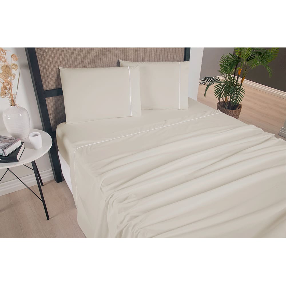 Jogo de Lençol Versatile 4 Peças Queen 300 Fios Cáqui