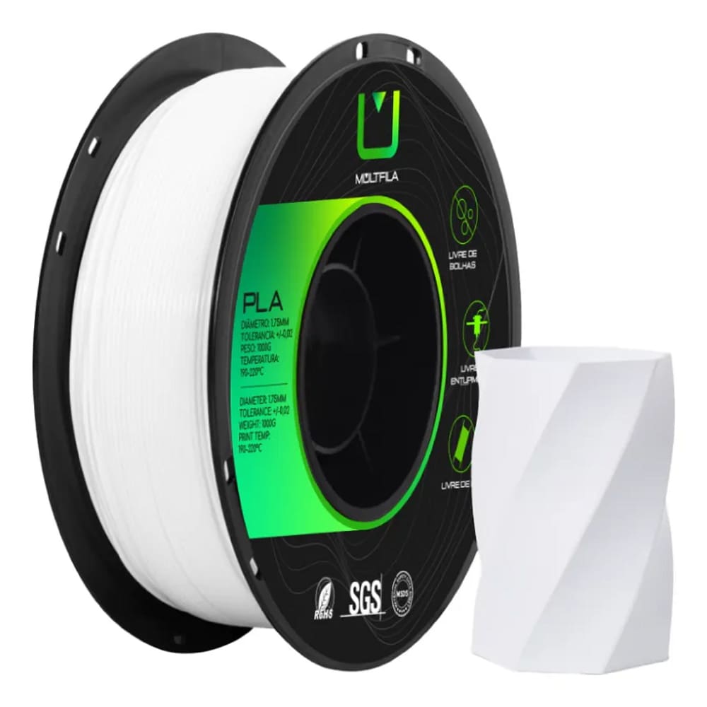 Filamento PLA Branco 1kg 1.75mm Multfila para Impressora 3D
