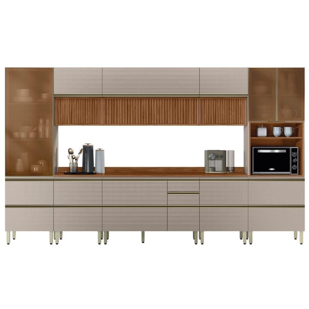 Cozinha Modulada Proença 8 Peças com Paneleiro 1 Forno e Balcão 120cm - Demartêz