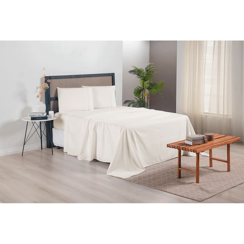 Jogo de Lençol Versatile 4 Peças Casal 300 Fios Palha