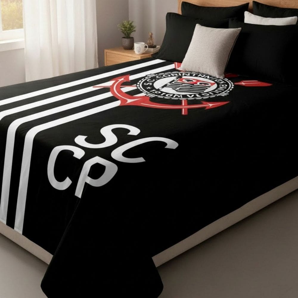 Cobertor de Casal Corinthians Aveludado Raschel Clube 1,80x2,20 Jolitex