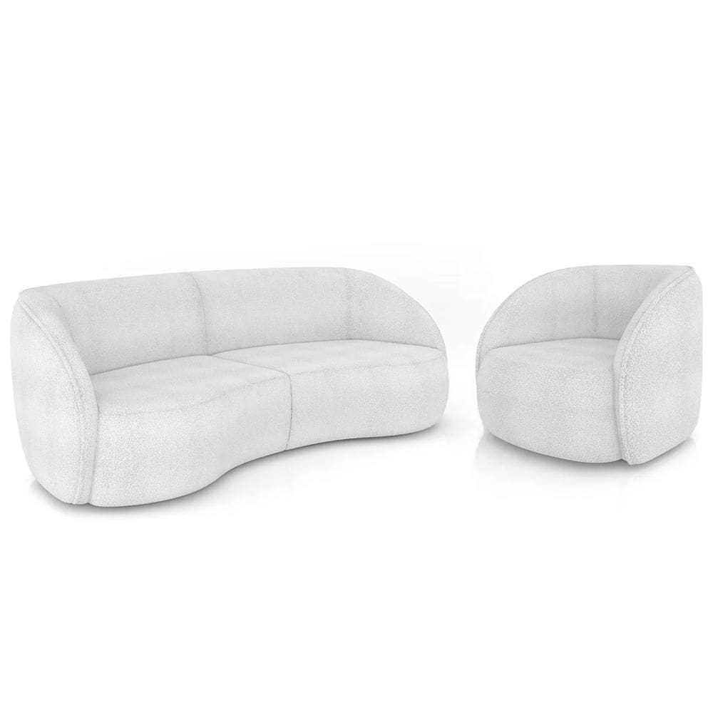 Sofá 4 Lugares Orgânico 318cm e Poltrona Zion Z32 Boucle Branco - Mpozenato