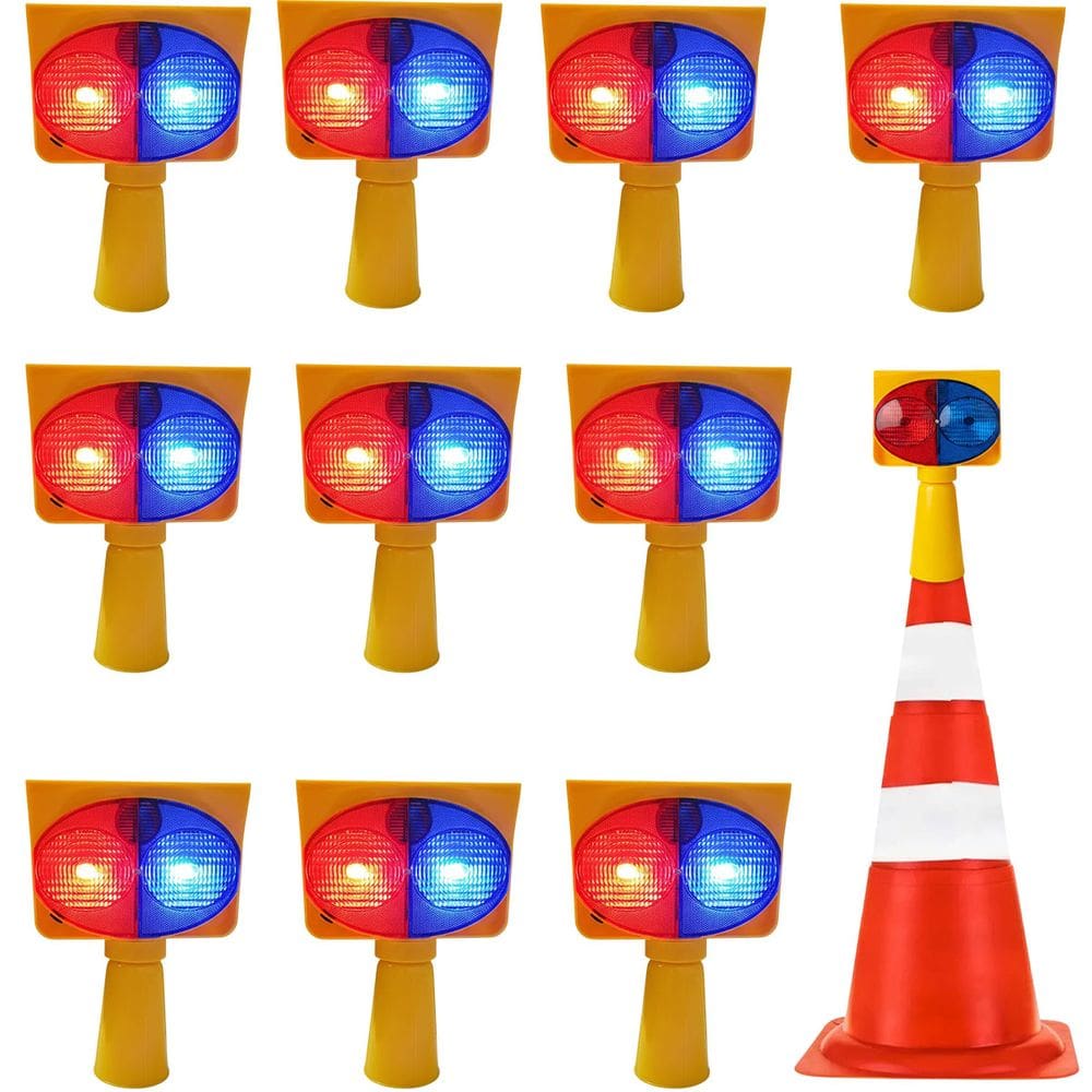 Sinalizador Viario Solar Kit 10 Duas Cores Cone Transito Atençao Emergencia Iluminaçao Acidente