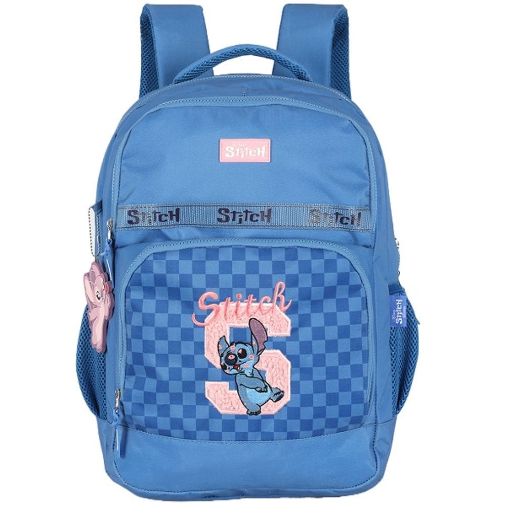 Mochila Escolar de Costas STITCH Xadrez Azul Luxcel