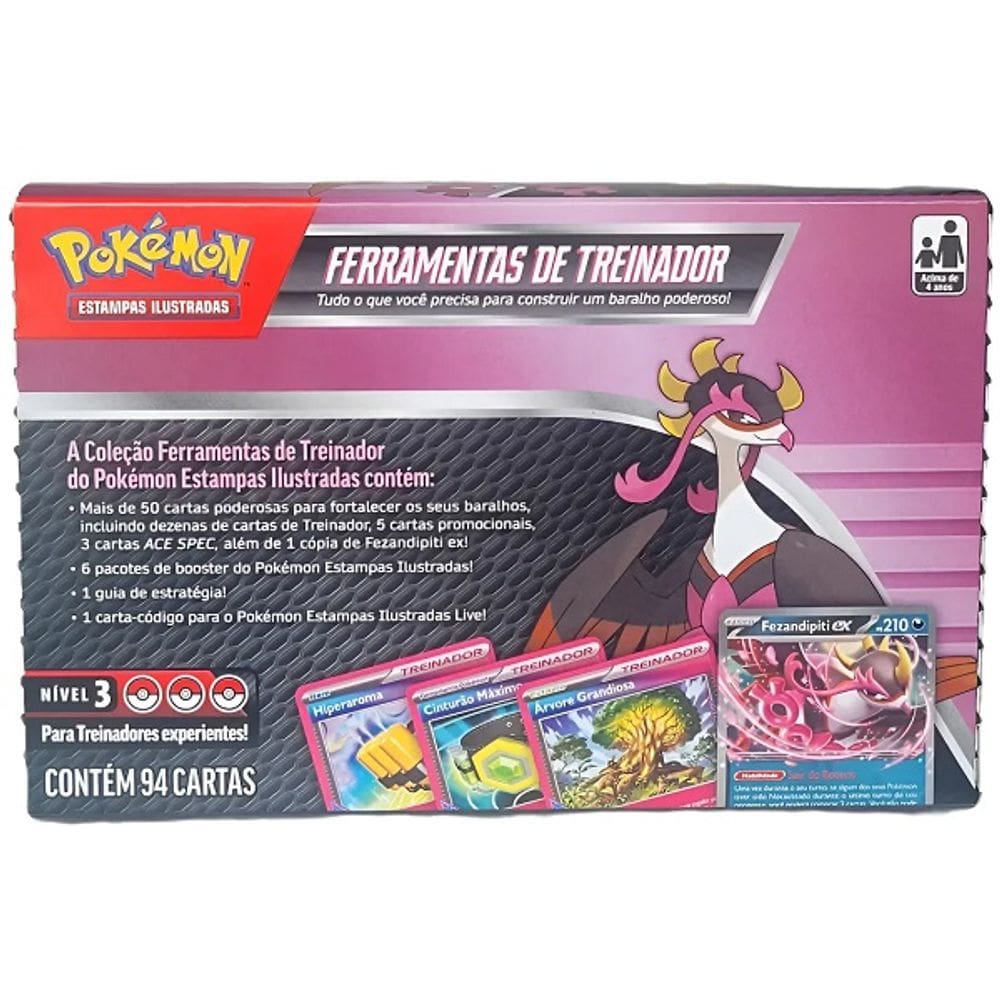 Pokemon BOX Ferramentas Treinador Fezandipiti EX 94 Cartas Copag