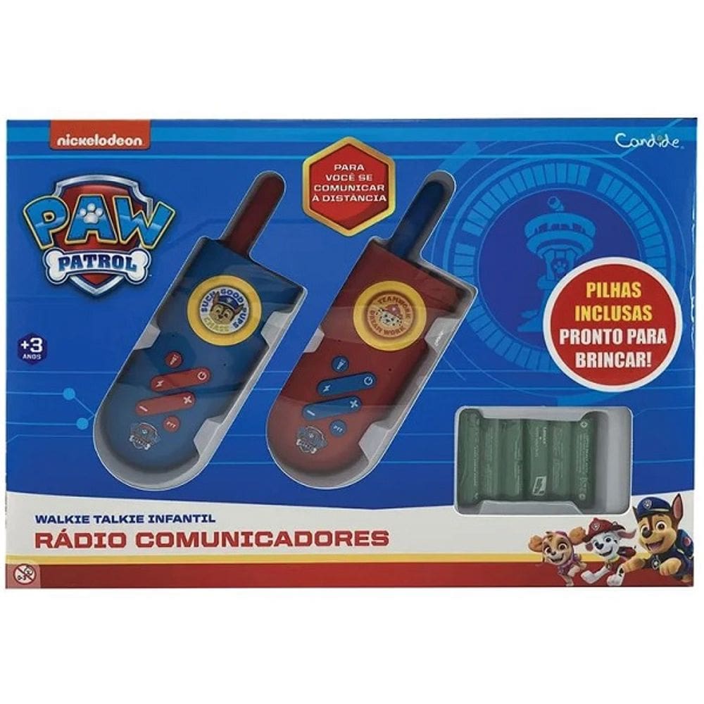 Walkie Talkie Infantil com Lanterna Patrulha Canina Candide