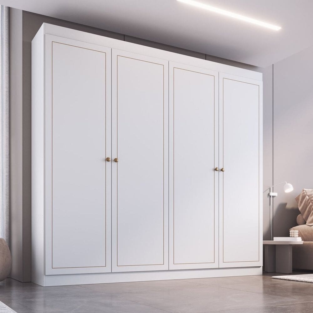 Guarda-roupa 4 Portas Americano Provençal América Branco