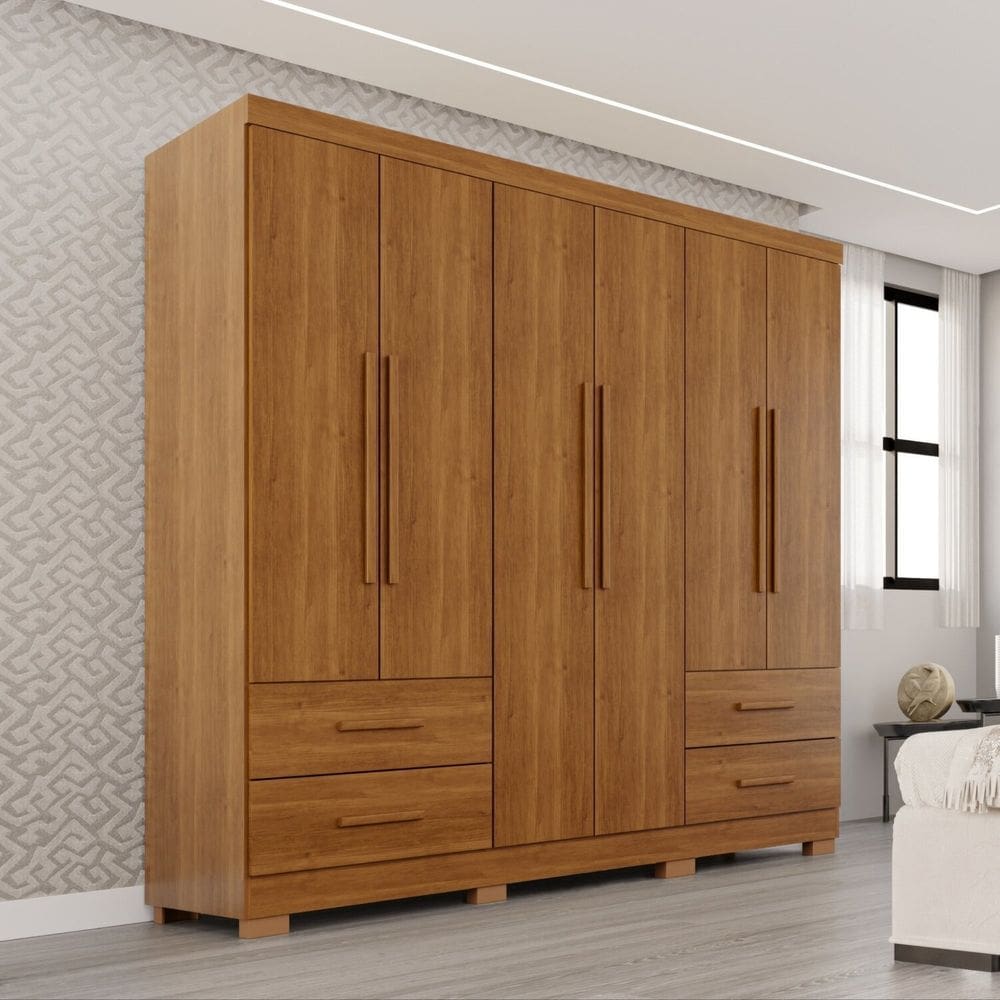 Guarda-roupa Casal com Pés 6 Portas 4 Gavetas Texas Premium Cinamomo
