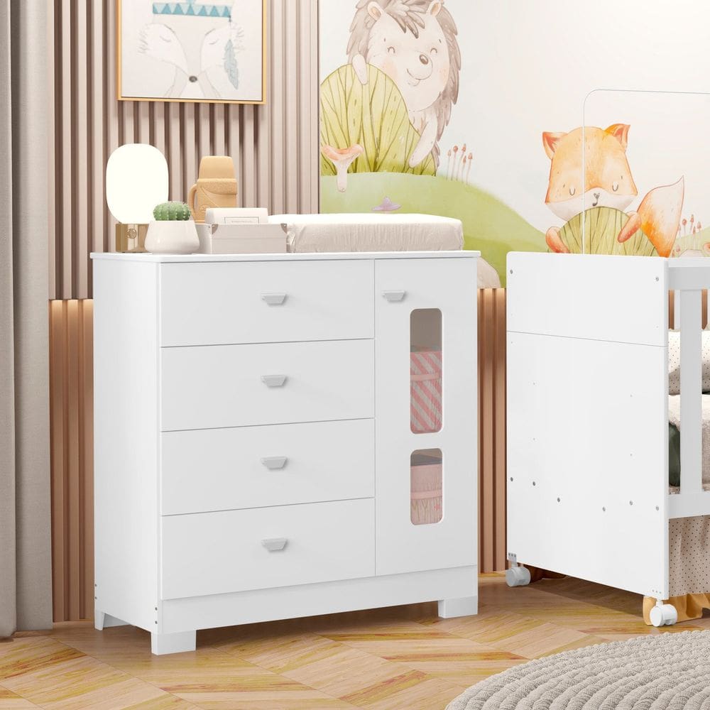 Cômoda para Quarto de Bebê em Mdf Katatau Branco Fosco