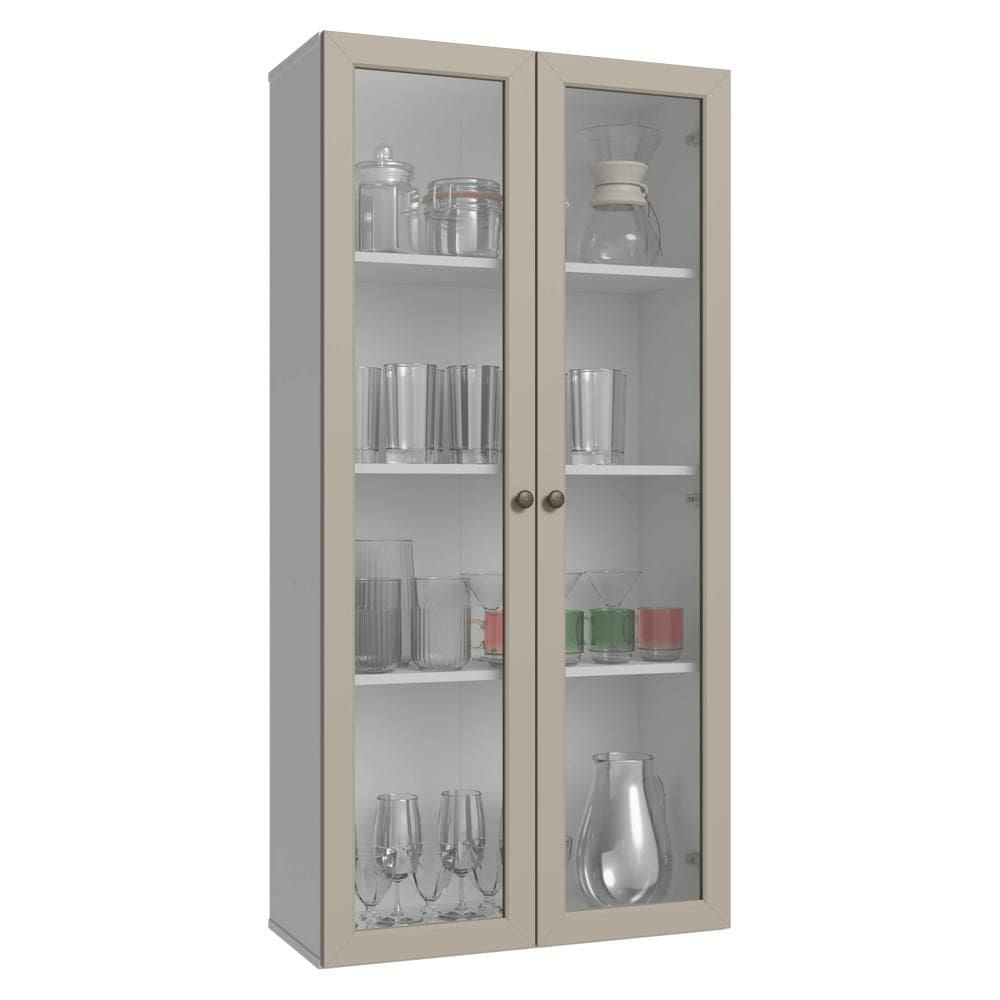 Módulo Cristaleira 70 cm 2 Portas de Vidro Branco/Crema Vik Madesa