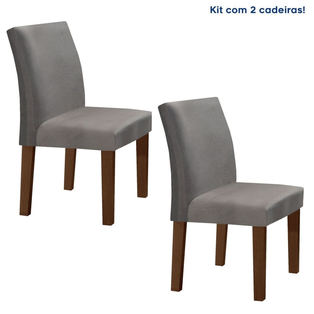 Kit 2 Cadeiras Estofadas Espanha Espresso Móveis Cinza/Chocolate