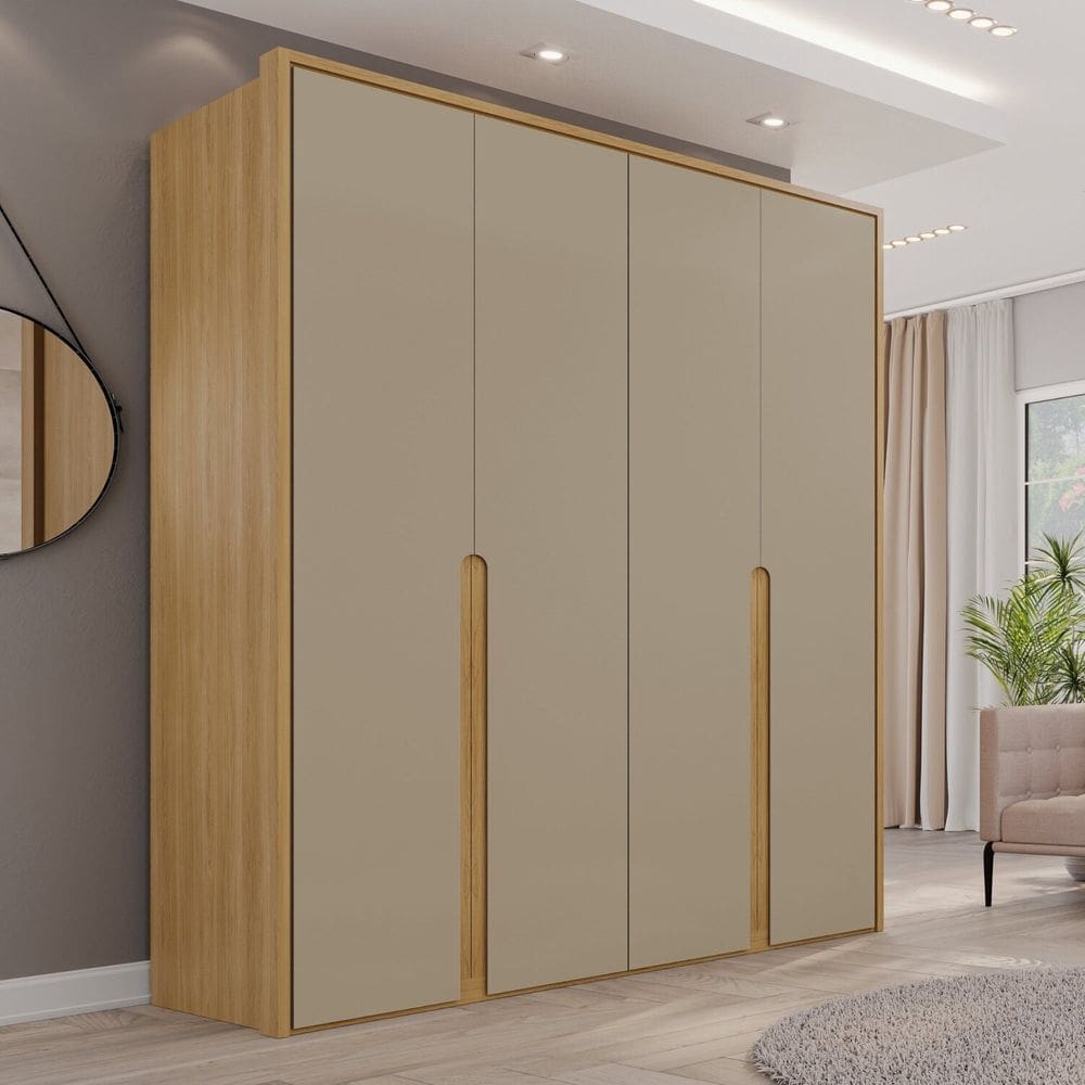 Guarda-roupa 4 Portas 3 Gavetas Lizz Hannover/Cinza