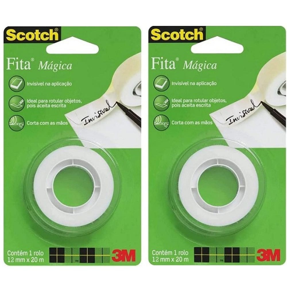 Kit com 2 Fita Magica 12MM X 20M 3M