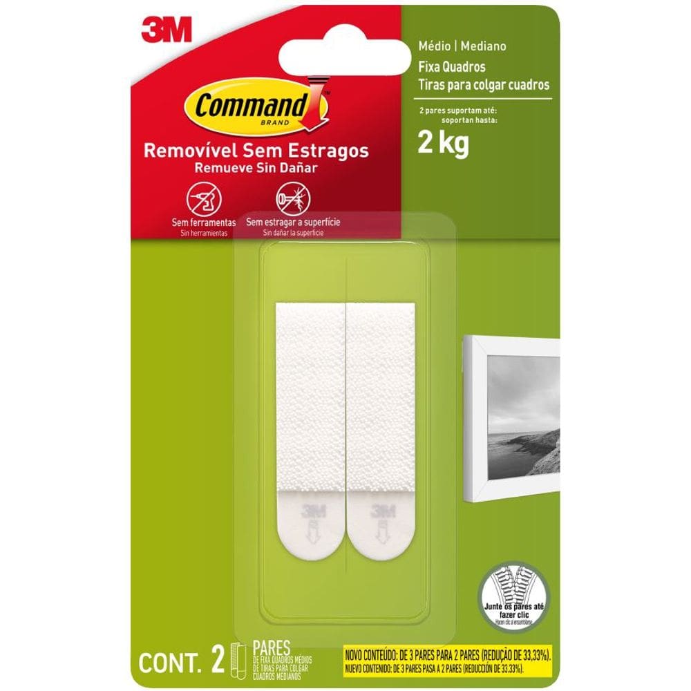 Fixa Quadros Adesivo Command Medio ATE 2KG 2 Unidades 3M