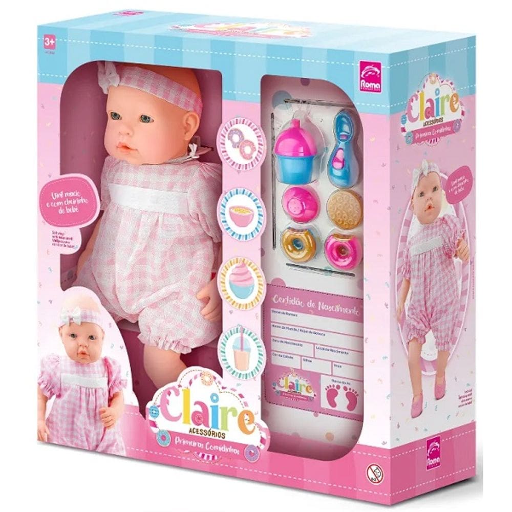 Boneca Claire com Acessorios Primeira Comidinha Roma