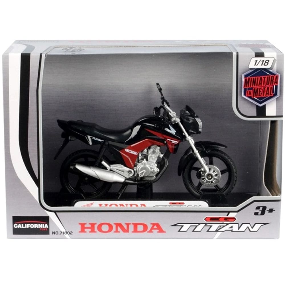 Miniatura Moto Honda CG Titan 150 2014 Preta California TOYS
