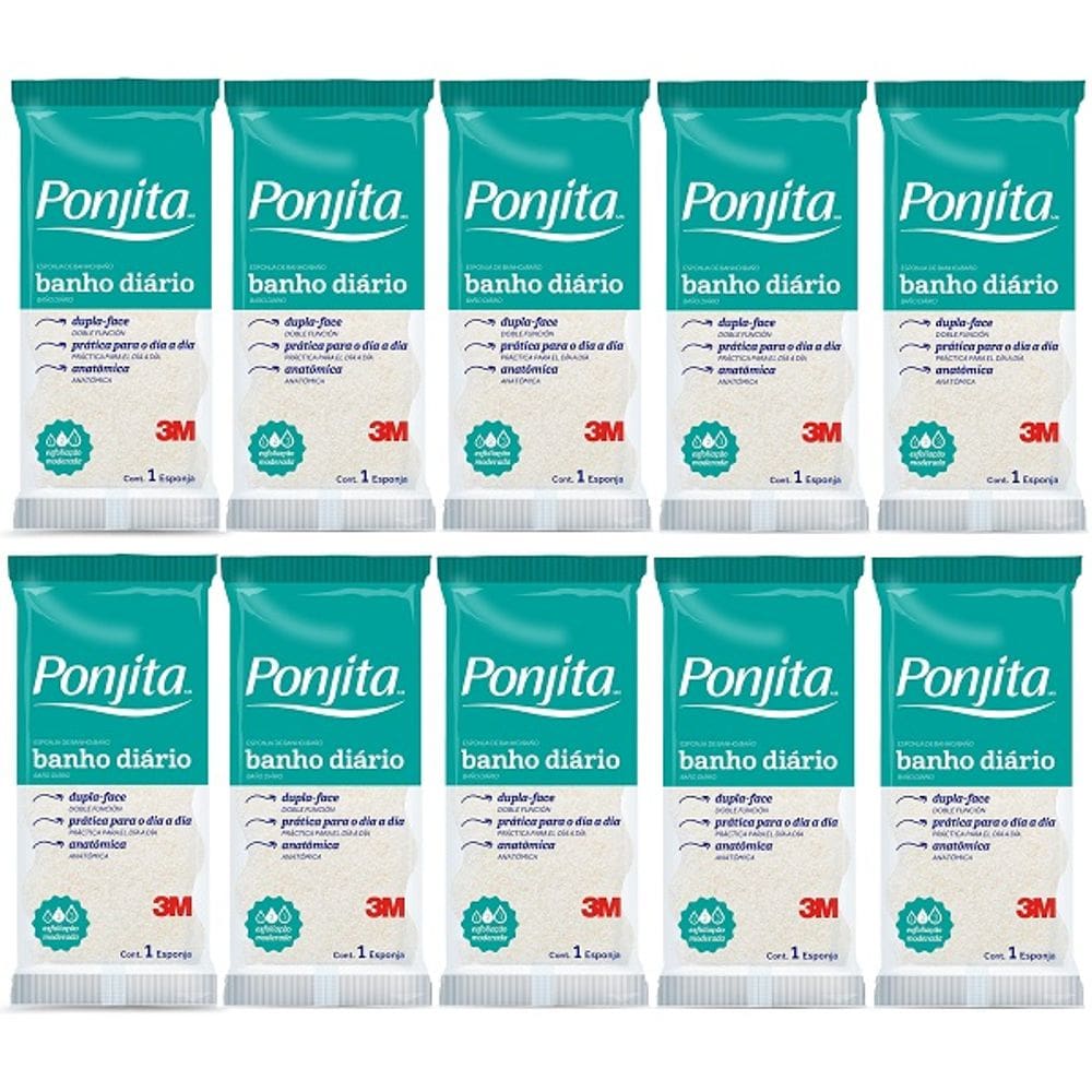 Kit com 10 Esponja de Banho Diario Ponjita Azul