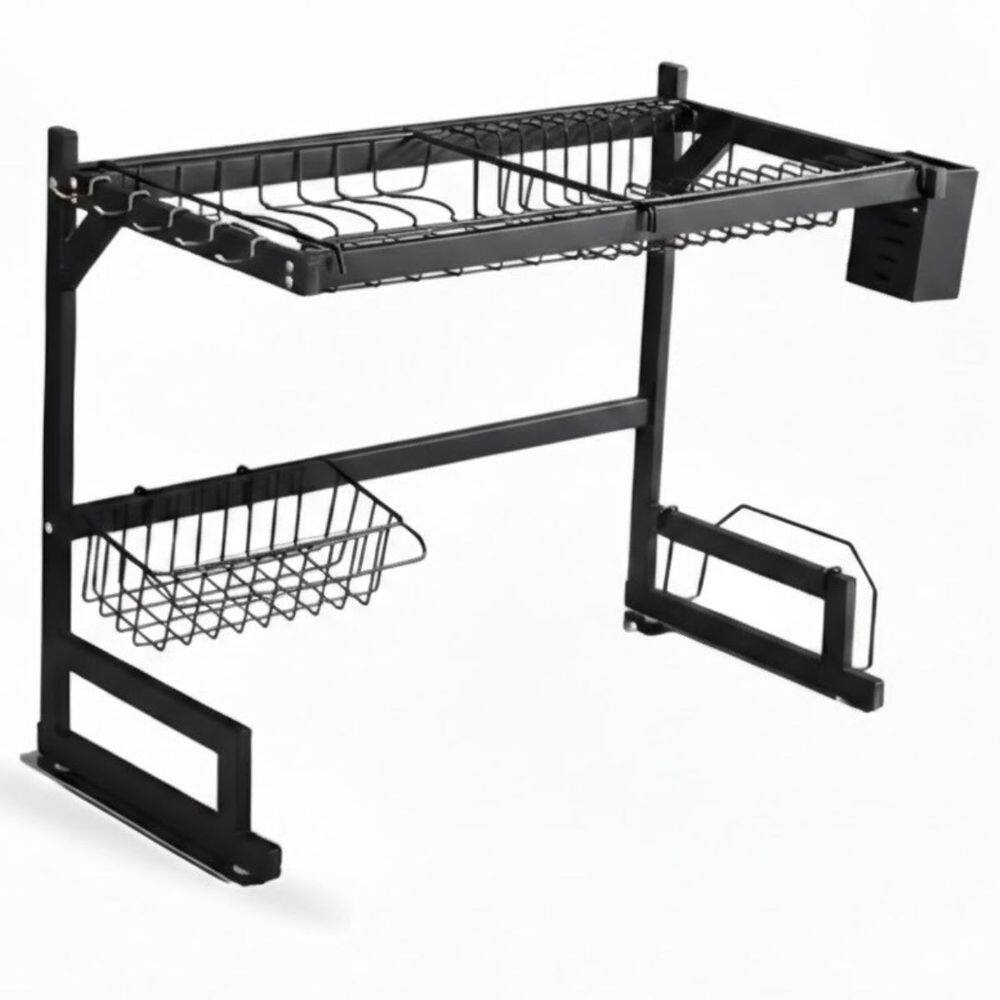 Organizador Cozinha Escorredor Louça 65cm Aço Inoxidável com Suporte Talheres Pratos Copos