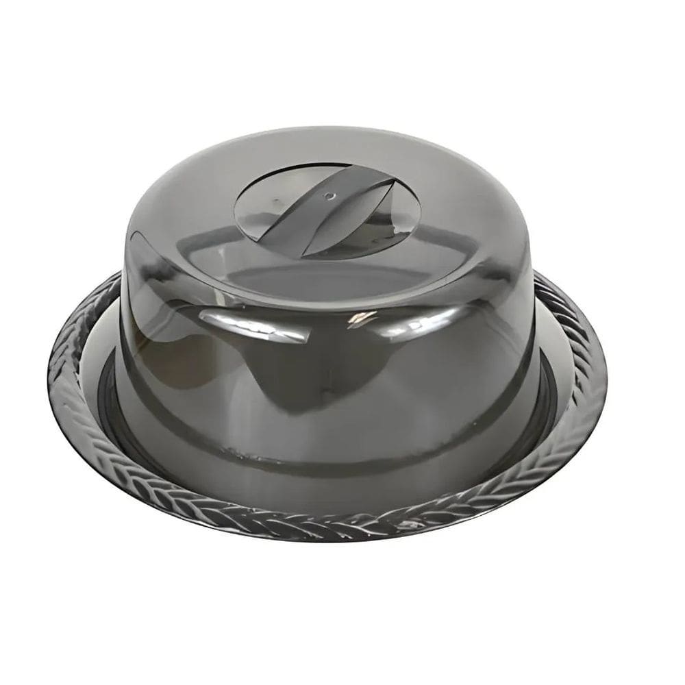 Porta Queijo Queijeira em Acrílico Fume Detalhe Trança 20cm