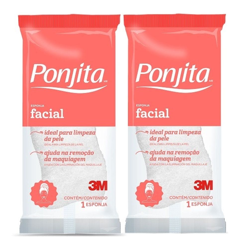 Kit com 2 Esponja de Limpeza Facial Suave Ponjita