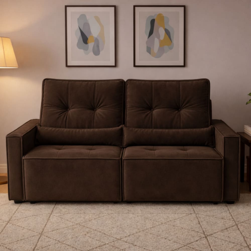 Sofá Retrátil e Reclinável Londrina 1,60m em Veludo com Assento D23 – Lojas Curitibanas