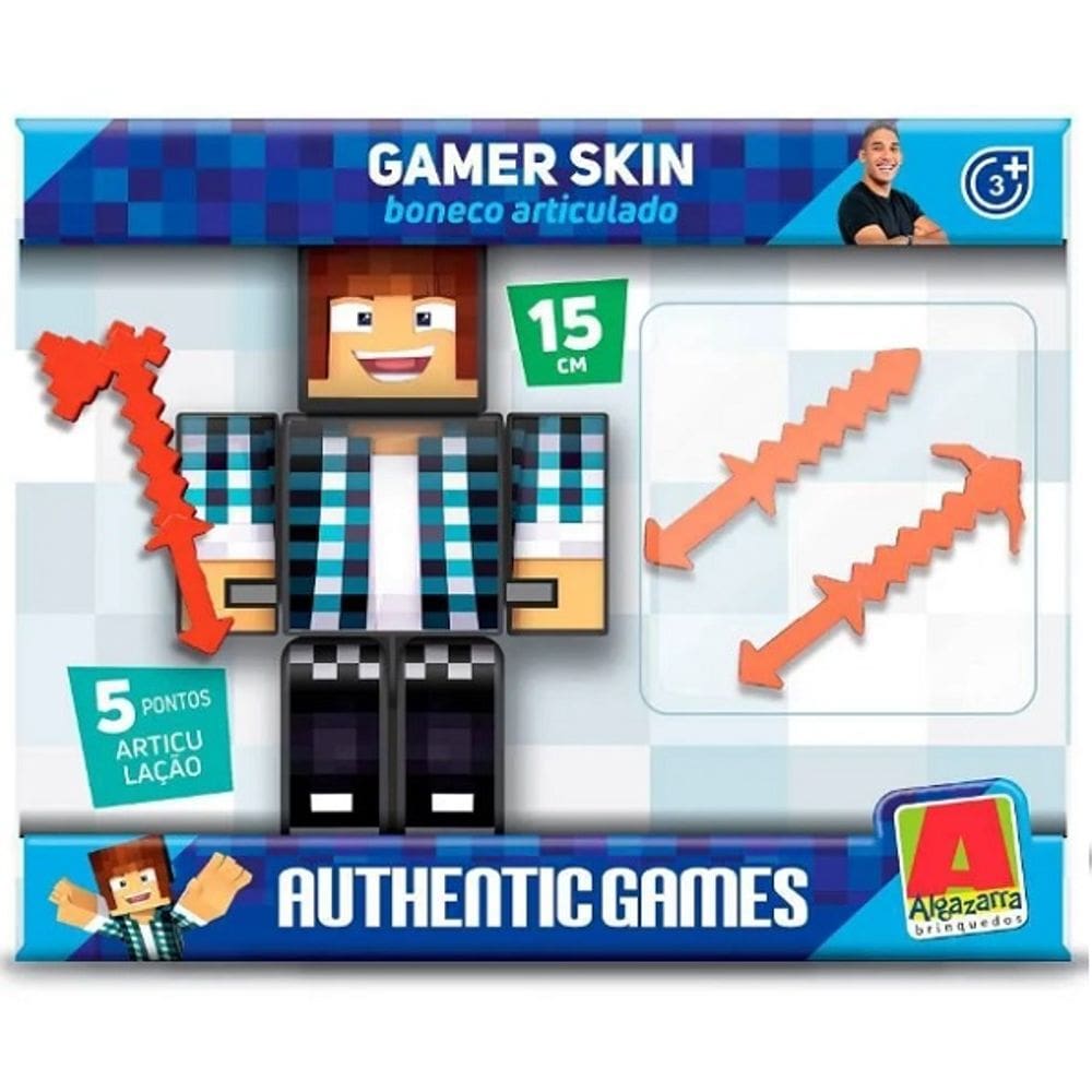Boneco Articulado Authentic Games Minecraft Youtuber 15CM