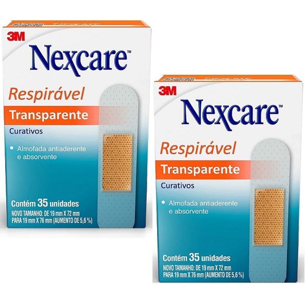 Kit com 2 Caixas de Curativos Nexcare Transparentes