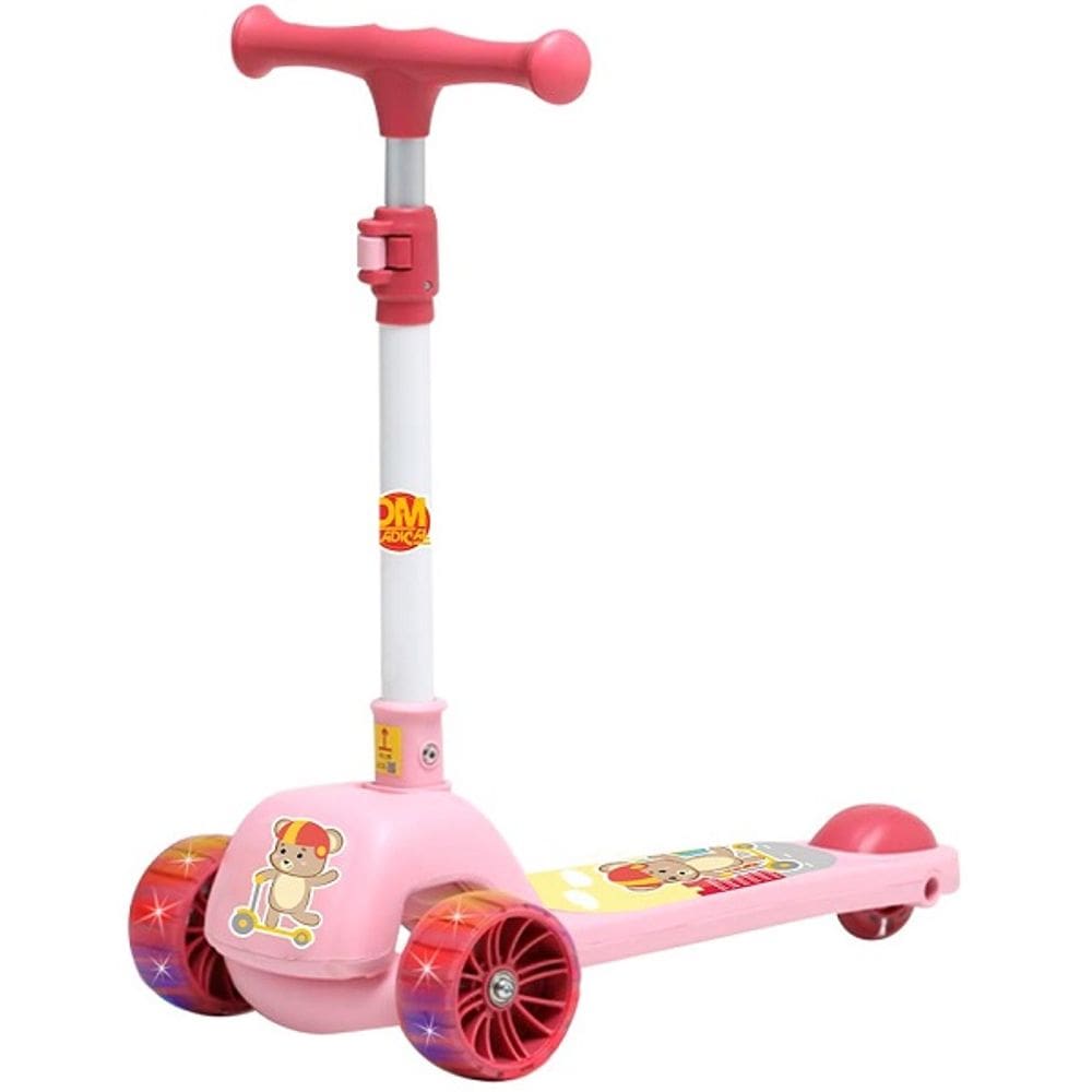 Patinete Infantil Fofo com LUZ Rosa DM TOYS