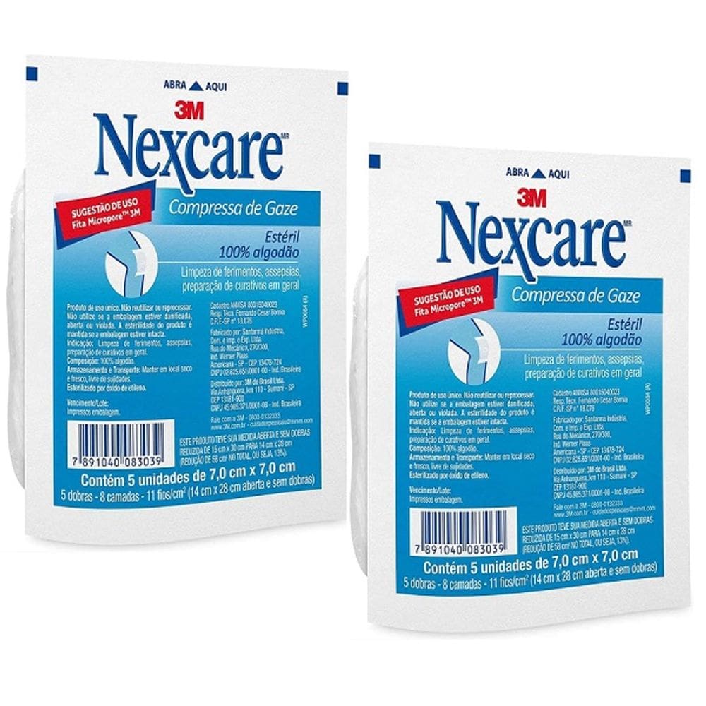 Kit com 10 Compressa de Gaze Esteril Nexcare