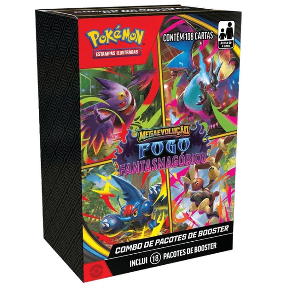 Jogo Pokemon Booster com 18 Fogo Fantasmagorico Copag
