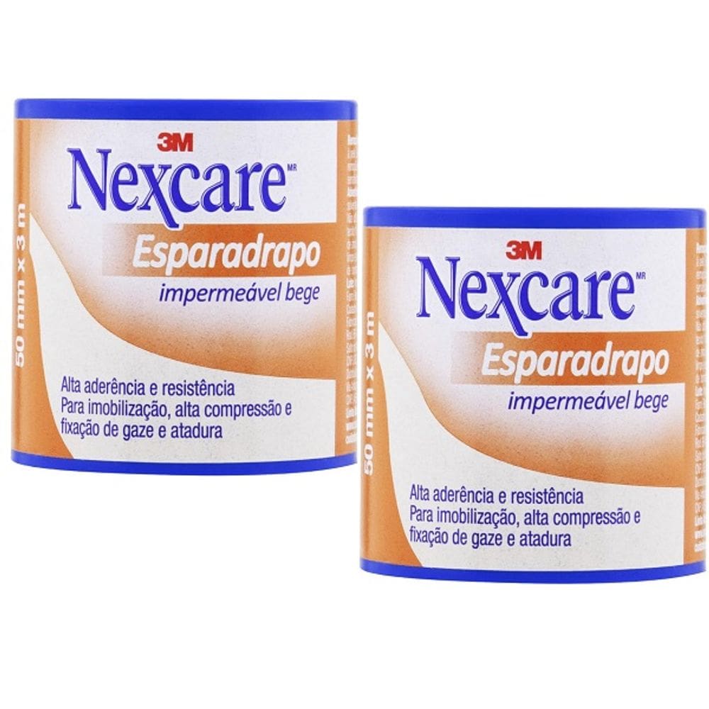 Kit com 2 Esparadrapo Impermeavel Nexcare Bege 50MM X 3M