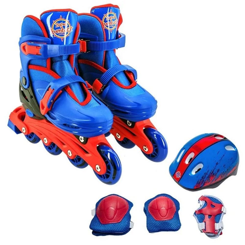 Patins Inline 4 Rodas Turma da Aventura KIT de Proteçao 30-33