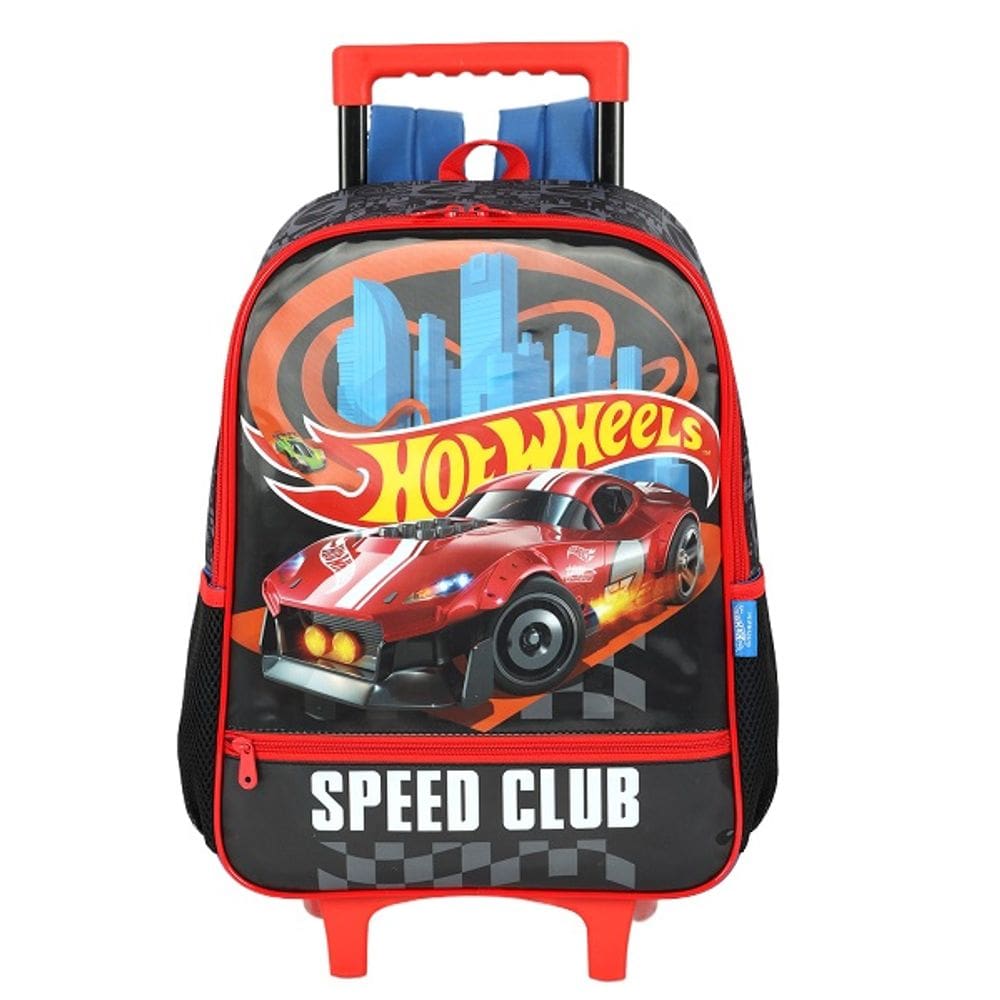 Mochila Escolar de Rodinhas HOT Wheels Preta Luxcel