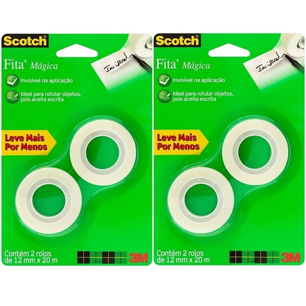 Kit com 4 Rolos de Fita Magica 12MM X 20M