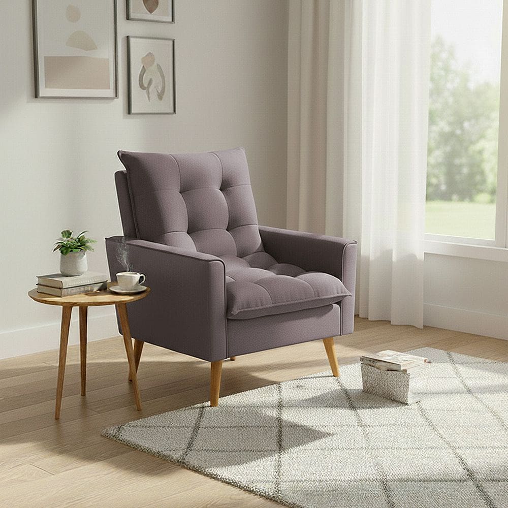 Poltrona Sala de Estar 92cm Suave Conforto Acolhedor e Estilo Perfeito para Qualquer Sala Bege Ester