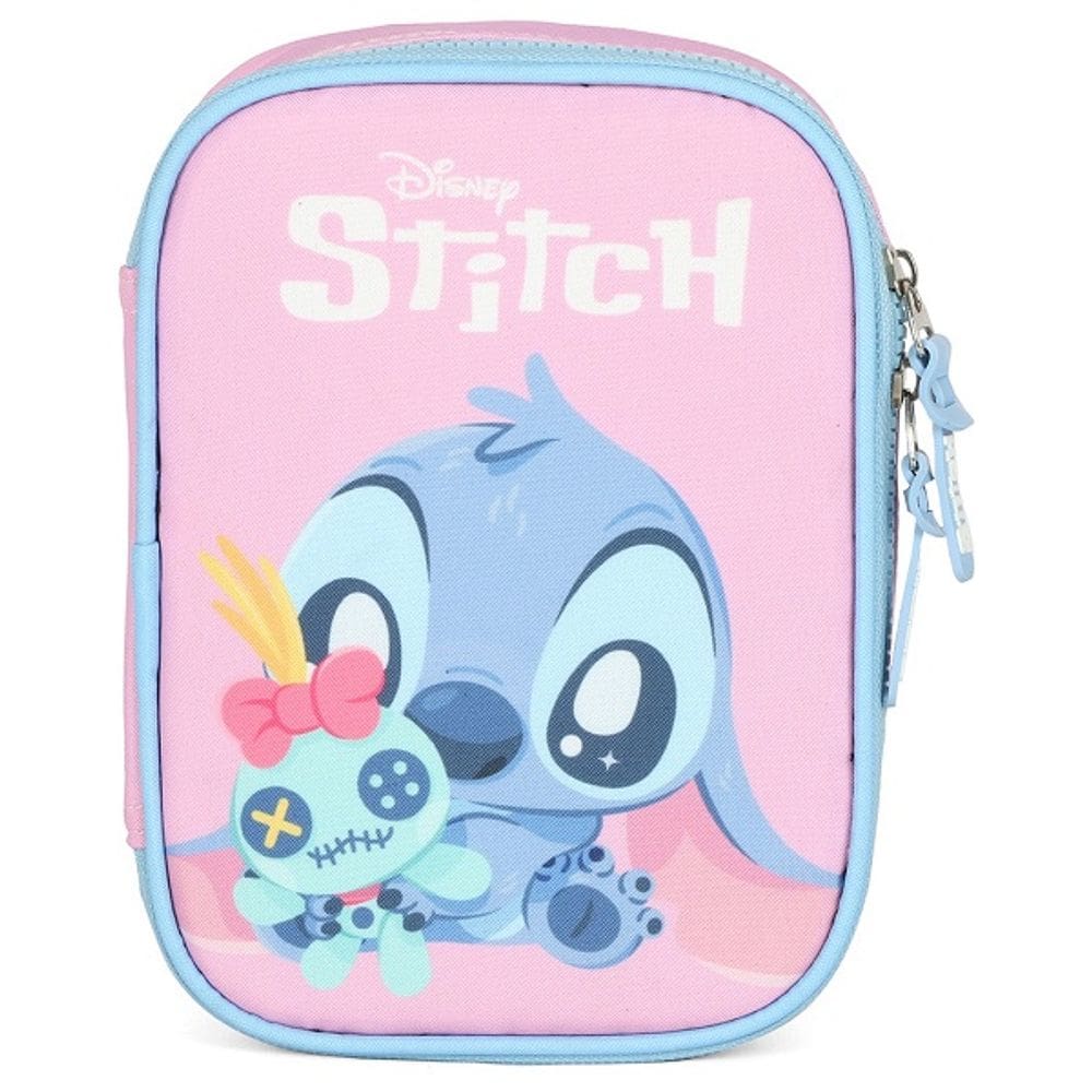 Estojo BOX Escolar STITCH Disney Rosa Luxcel