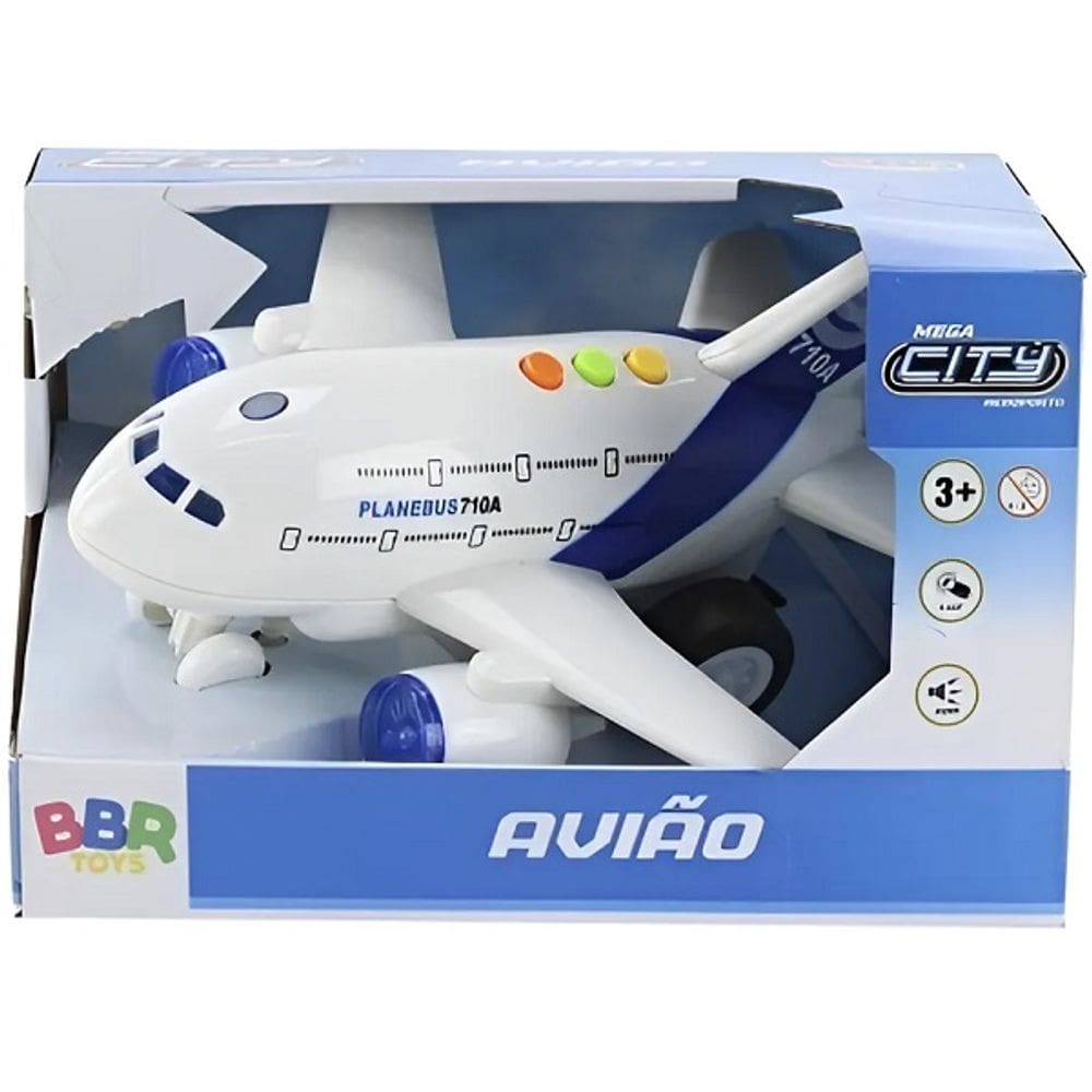 Aviao Fricçao com LUZ e Som Mega CITY 710A BBR TOYS