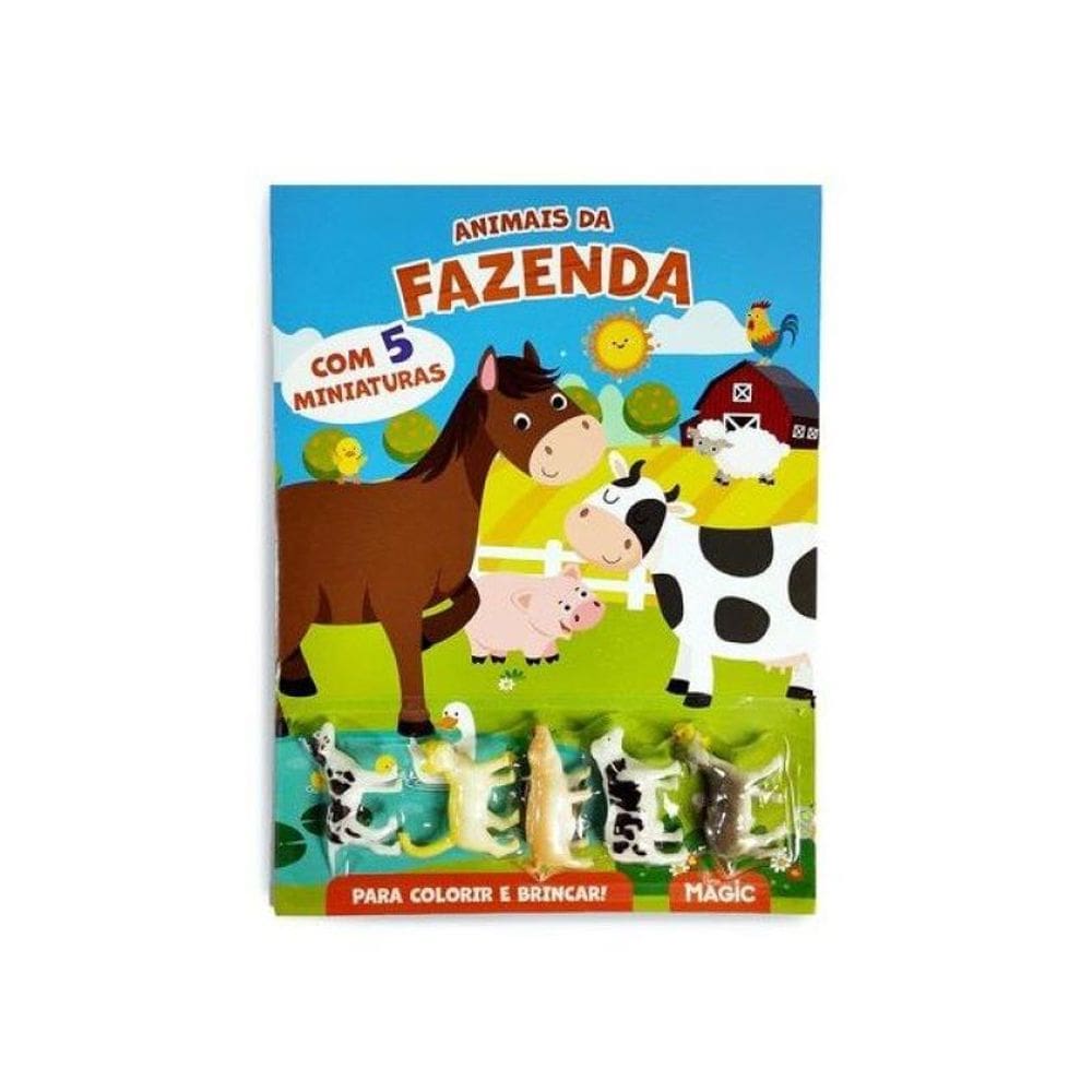 Animais Da Fazenda - Colorir E Brincar Com 5 Miniaturas