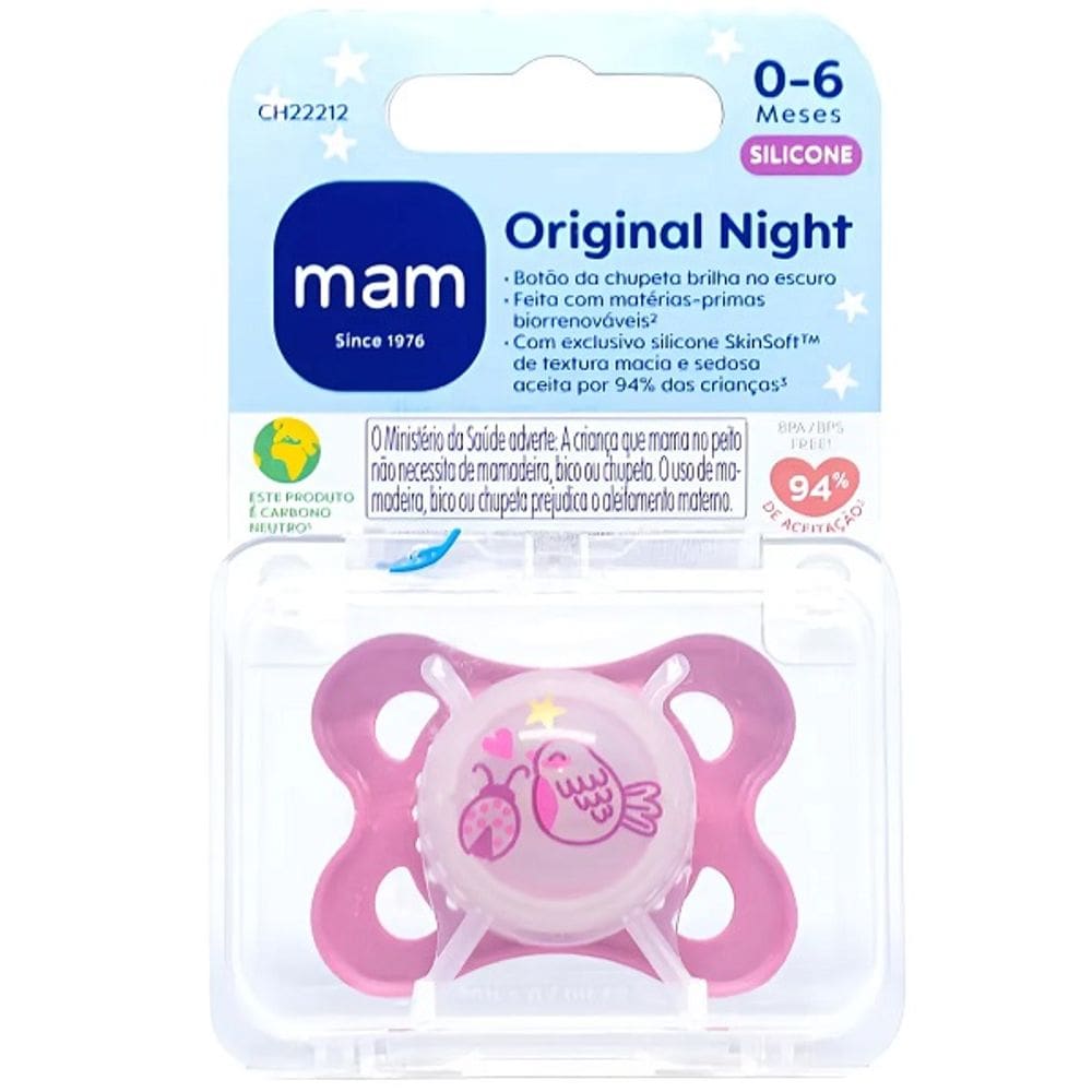 Chupeta Original NIGHT 0-6 Meses MAM Joaninha Passaro