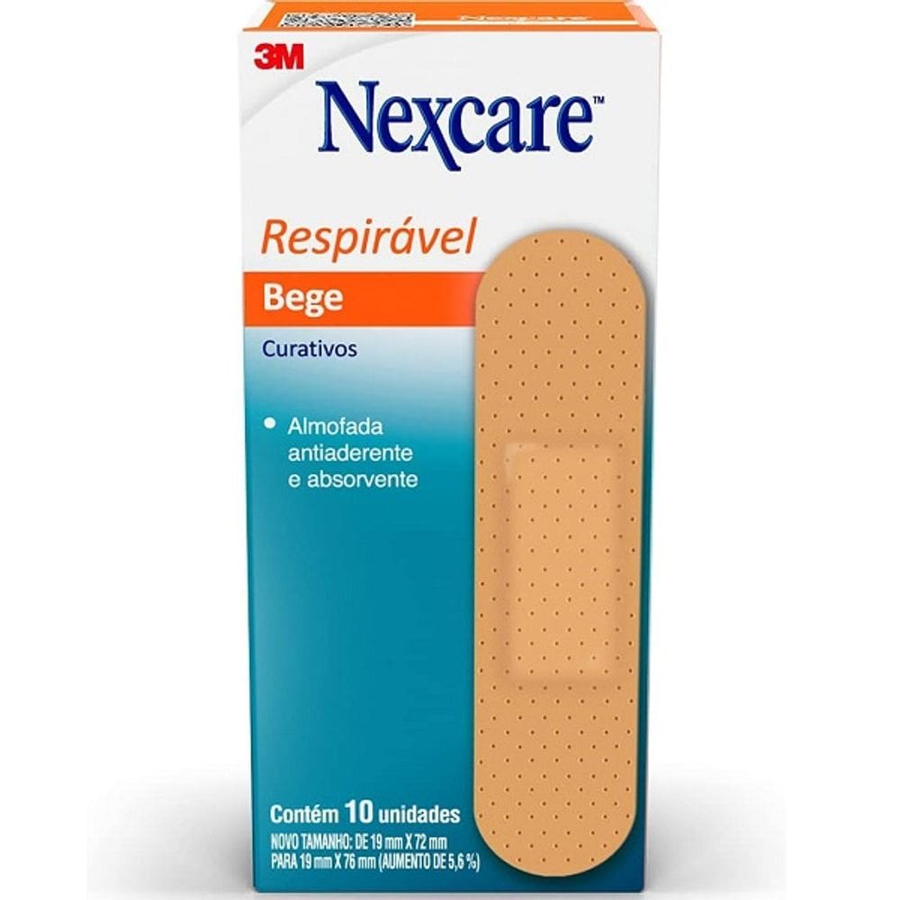 Curativo Bege Tradicional Respiravel 3M Nexcare 10 UNID